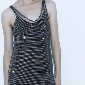 Zara KNIT MIDI DRESS WITH RHINESTONES